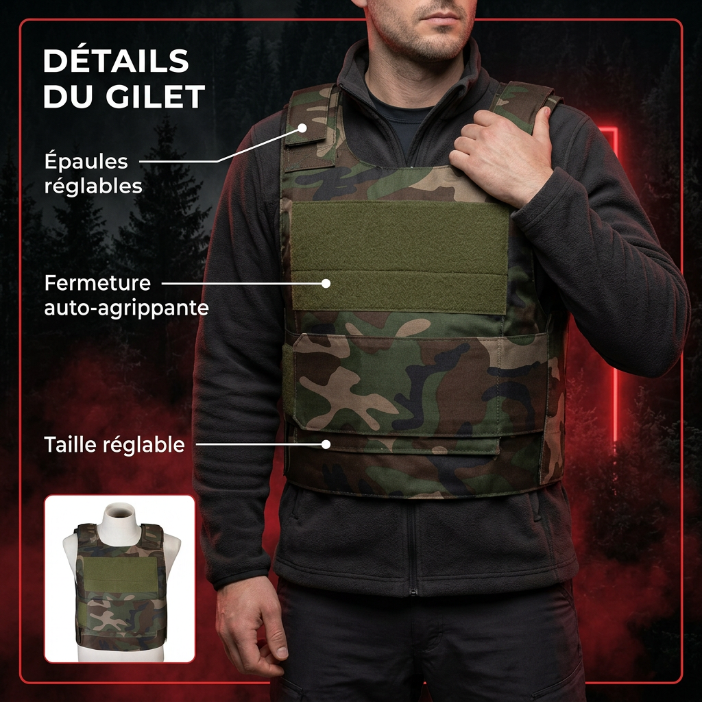 Gilet camouflage porté