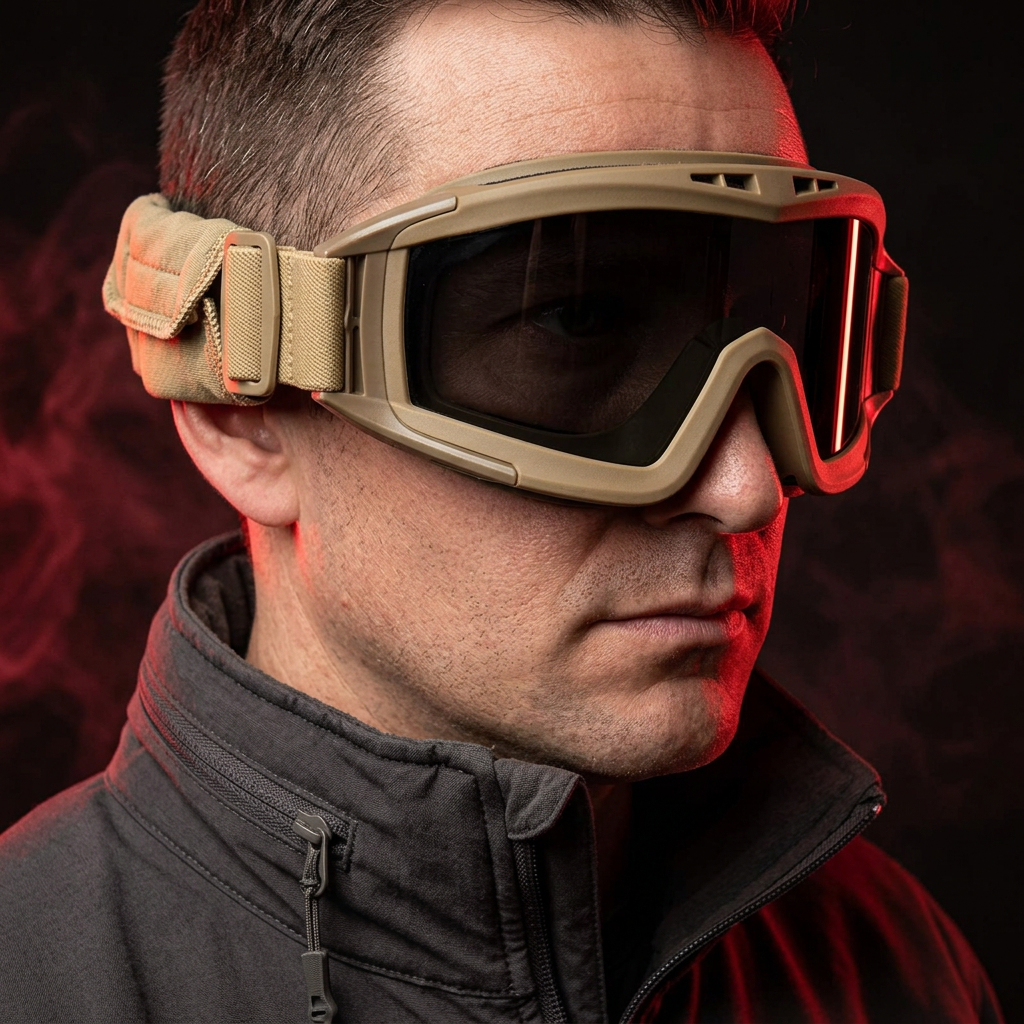 Lunettes beiges, couverture latérale des yeux