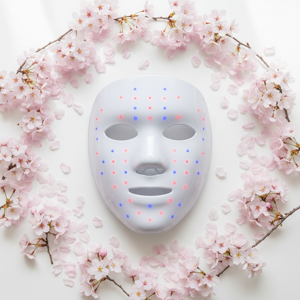 Masque LED flat lay sakura