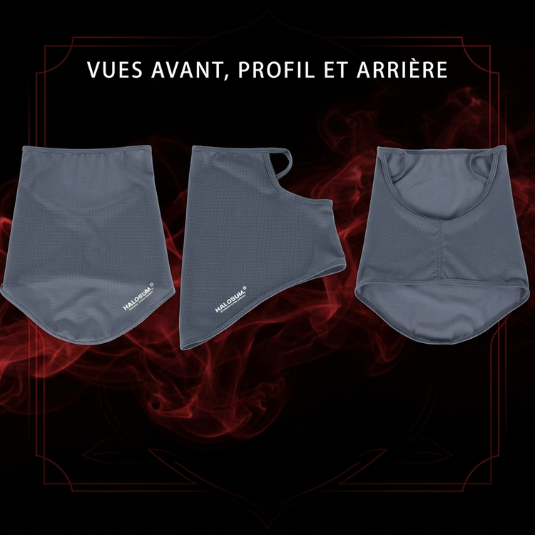 Tour de cou, vues avant, profil et arrière en français