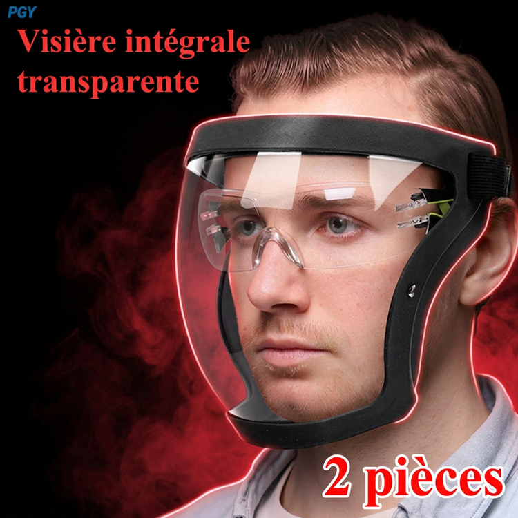Visière intégrale portée, texte en français